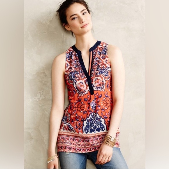 Vanessa Virginia Tops - Anthropologie Vanessa Virginia Silk Finn Tank in Orange Size M EUC​